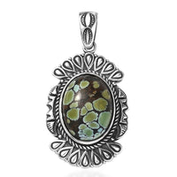 D'Joy Artisan Crafted Whispering Web Turquoise 8.60 ctw Pendant without Chain in Sterling Silver