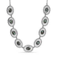 D'Joy Artisan Crafted Whispering Web Turquoise 10.75 ctw Concho Necklace 18 Inches in Sterling Silver