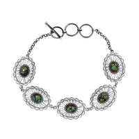 D'Joy Artisan Crafted Whispering Web Turquoise 6.10 ctw Concho Bracelet in Sterling Silver (6.50-8.0In)