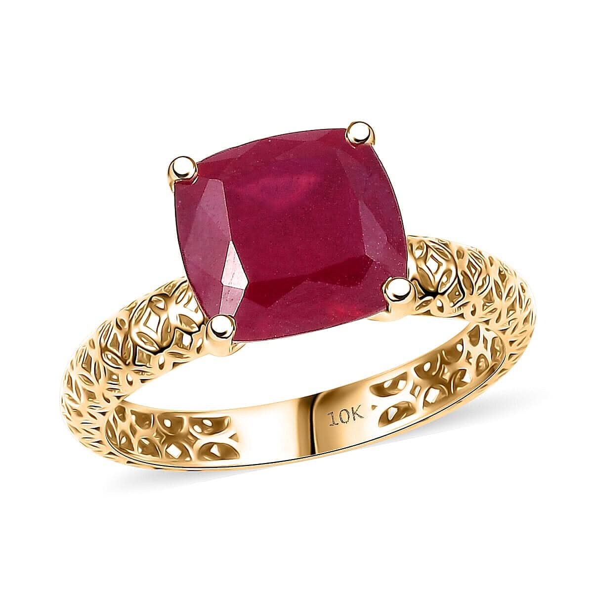 Mirage Collection 10K Yellow Gold Premium Niassa Ruby (FF) Ring (Size 10.0) 6.75 ctw
