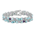 D'Joy Larimar and Multi Gemstone 30.90 ctw Bracelet in Rhodium Over Sterling Silver (7.25 In) - Sticky add to cart bar