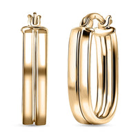 Luxoro Hoop Twin Line Elegance Earrings in 10K Yellow Gold 1.65 Grams