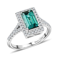 Certified & Appraised Rhapsody AAAA Lagoon Tourmaline and E-F VS Diamond 2.30 ctw Ring in 950 Platinum (Size 10.0) 6.40 Grams