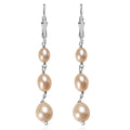 D'Joy Peach Freshwater Pearl Earrings in Rhodium Over Sterling Silver - Sticky add to cart bar