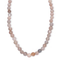 Peach Moonstone 110.00 ctw Beaded Necklace in Rhodium Over Sterling Silver 18 Inches - Sticky add to cart bar