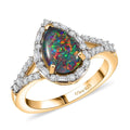 D'Joy Elysian Opal (Triplet) and Moissanite 1.90 ctw Ring in 18K Vermeil Yellow Gold Over Sterling Silver (Size 10.0) - Sticky add to cart bar