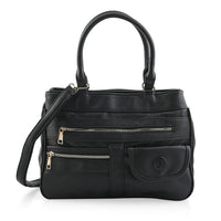 Cee Klein Taupe Faux Leather Multi-Compartment Shoulder Bag (14x4x10)