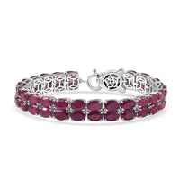 D’Joy Niassa Ruby (FF) and Black Diamond 31.80 ctw Bracelet in Rhodium Over Sterling Silver (6.50 In)