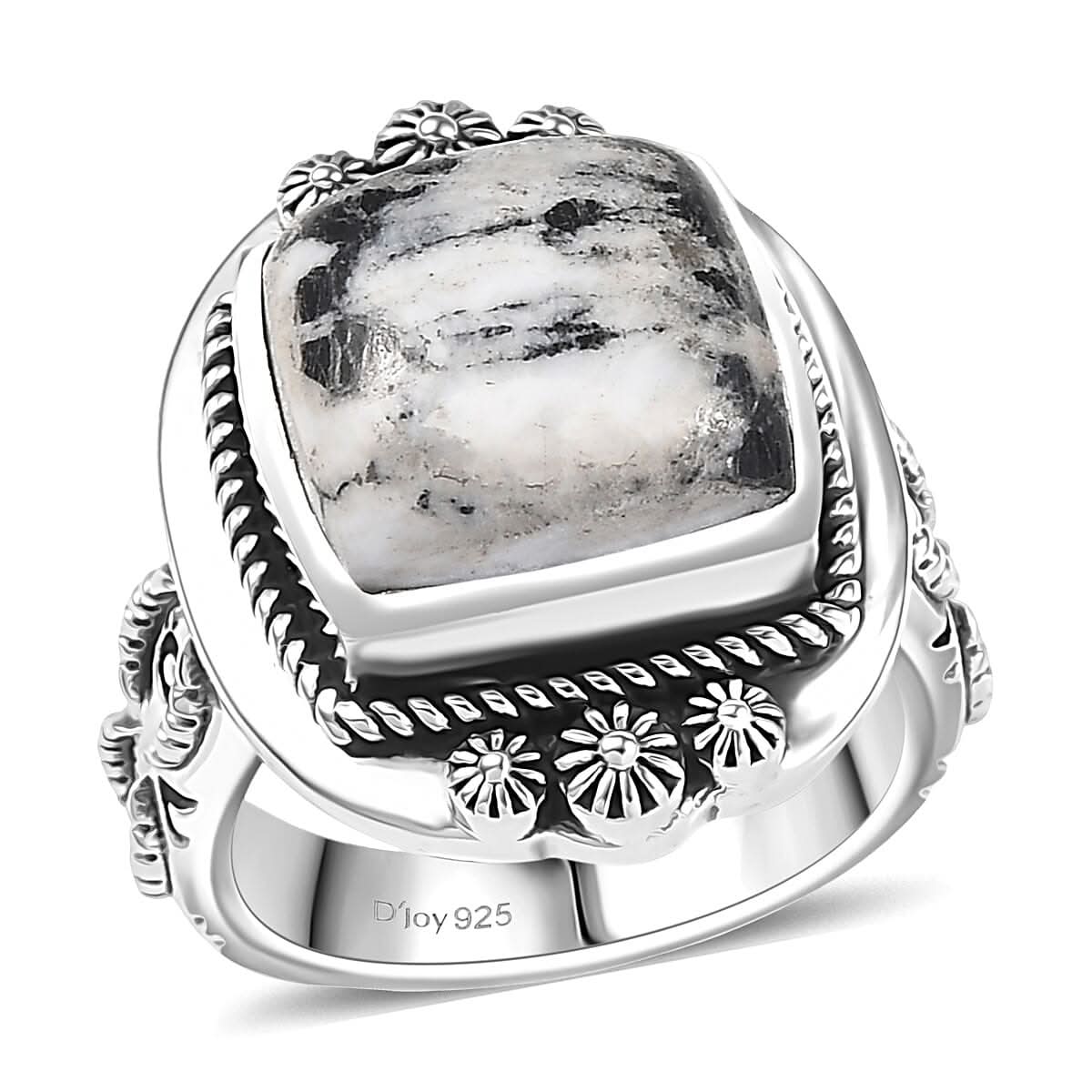 D'Joy Artisan Crafted White Buffalo 8.25 ctw Ring in Sterling Silver