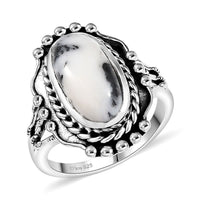 D’Joy Artisan Crafted White Buffalo 3.60 ctw Solitaire Ring in Sterling Silver (Size 10.0)