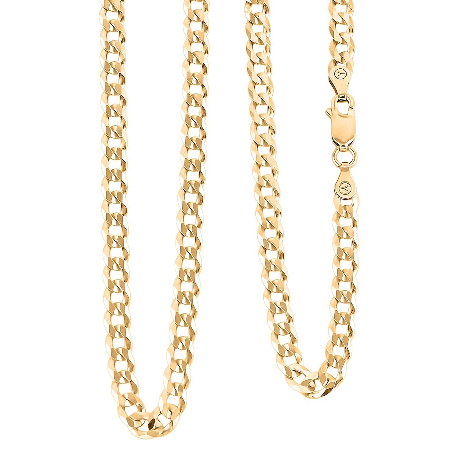 Light Cuban Chain Necklace in 14K Yellow Gold Over Sterling Silver 11.9 Grams 22 Inches