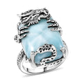 D’Joy Artisan Crafted Larimar and Diamond 22.50 ctw Ring in Sterling Silver - Sticky add to cart bar