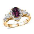 D'Joy Premium Radiant Ember Garnet and Lab Grown Diamond 2.15 ctw Ring in 18K Vermeil Yellow Gold Over Sterling Silver (Size 10.0) - Sticky add to cart bar