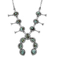 D'Joy Artisan Crafted Whispering Web Turquoise 14.60 ctw Squash Blossom Necklace 18 Inches in Sterling Silver - Sticky add to cart bar