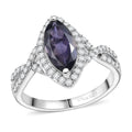 D'Joy Catalina Iolite and Moissanite 2.00 ctw Ring in Rhodium Over Sterling Silver - Sticky add to cart bar
