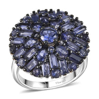 D'Joy Premium Catalina Iolite Cosmic Storm Ring in Rhodium Over Sterling Silver (Size 10.0) 4.00 ctw
