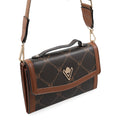 Valentino Orlandi Printed Brown and Cognac Trimmed Vegan Leather Crossbody Bag - Sticky add to cart bar