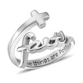 Faith and Cross Ring in Stainless Steel (Size 10.0) - Sticky add to cart bar