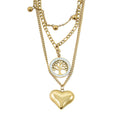 Austrian Crystal 3 Layered Heart and Tree of Life Charm Necklace with 2 Inch Extender (16, 18 and 22 Inches) in ION Plated YG Stainless Steel - Sticky add to cart bar
