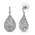 EverTrue White Diamond Accent Floral Earrings in Platinum Bond - Sticky add to cart bar