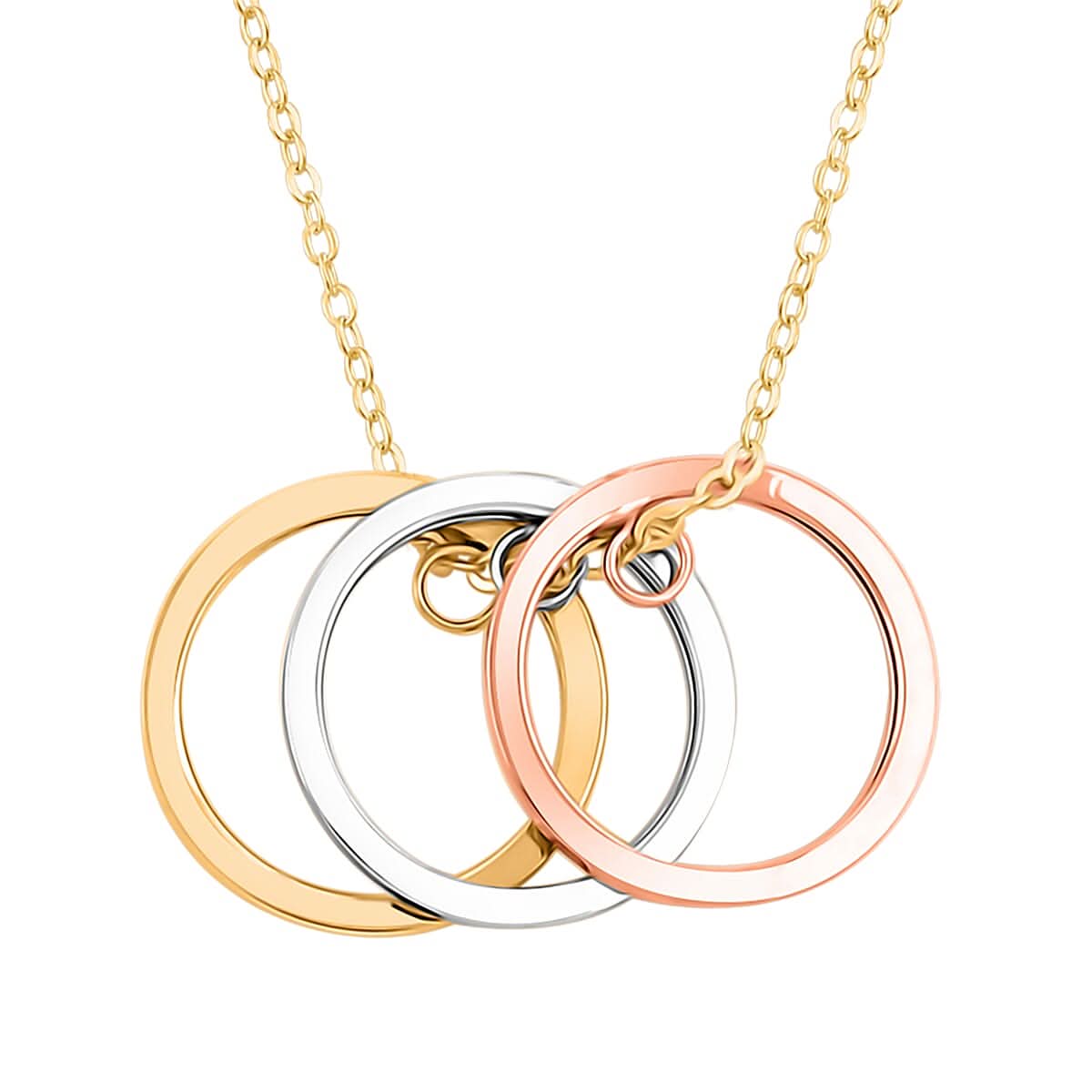 Italian 10K Tri-tone Gold Tricolor Circle Chain Necklace 18-20 Inches 1.06 Grams