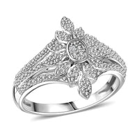 EverTrue White Diamond Accent Floral Ring in Platinum Bond (Size 10)