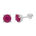 D'Joy Mozambique Ruby 2.00 ctw Solitaire Stud Earrings in Rhodium Over Sterling Silver - Sticky add to cart bar