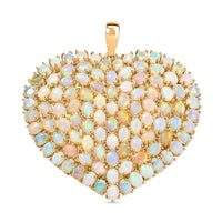 GP Premium Ethiopian Welo Opal Heart Pendant without Chain in 18K Vermeil YG Over Sterling Silver 11.10 ctw