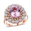 D'Joy Premium Martha Rocha Kunzite and Moissanite 5.90 ctw Ring in 18K Vermeil Rose Gold Over Sterling Silver - Sticky add to cart bar