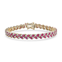 D'Joy Montepuez Ruby and Moissanite 9.50 ctw Bracelet in 18K Vermeil Yellow Gold Over Sterling Silver (7.25 In)