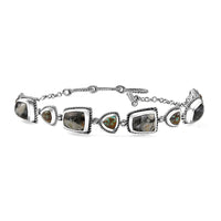 D'Joy Artisan Crafted White Buffalo and Blue Ho9rizon Turquoise 11.70 ctw Bracelet in Sterling Silver (6.50-8.0In)