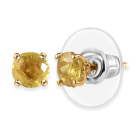 D'Joy Madagascar Yellow Sapphire 1.60 ctw Solitaire Stud Earrings in 18K Vermeil Yellow Gold Over Sterling Silver