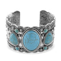 Constituted Blue Howlite 34.00 ctw Southwestern Cuff Bracelet in Silvertone (7.25 In) - Sticky add to cart bar