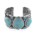 Constituted Blue Howlite 35.00 ctw Southwestern Cuff Bracelet in Silvertone (7.25 In) - Sticky add to cart bar