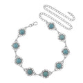 Constituted Blue Howlite 30.00 ctw Southwestern Waist Chain in Silvertone 43 Inches - Sticky add to cart bar