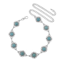 Constituted Blue Howlite 30.00 ctw Southwestern Waist Chain in Silvertone 43 Inches