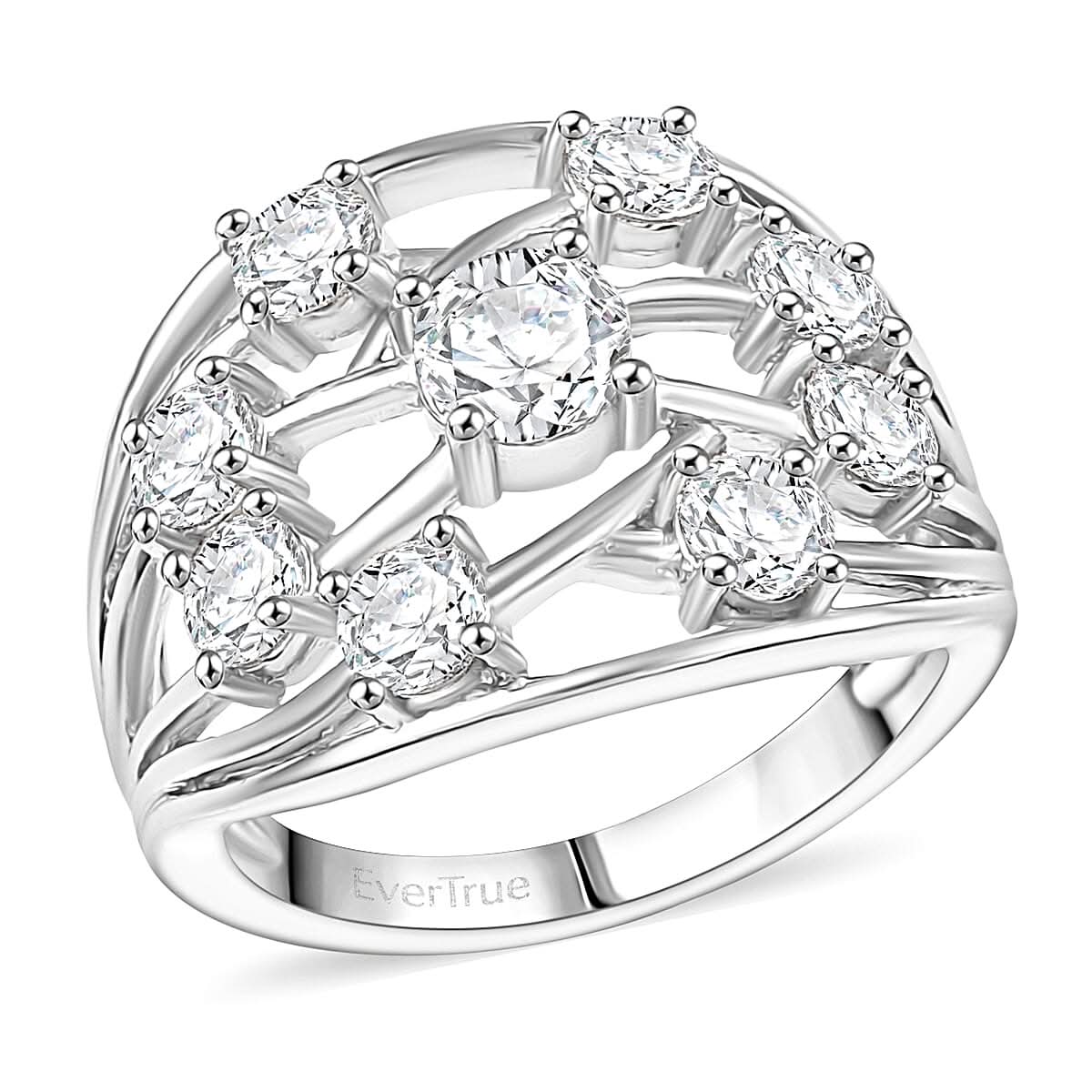 EverTrue Lab Created White Sapphire 2.30 ctw Ring in Platinum Bond (Size 10.0)