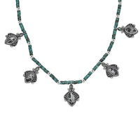 D'Joy Artisan Crafted White Buffalo and Multi Gemstone 62.30 ctw Necklace 18-20 Inches in Sterling Silver