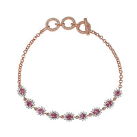 D'Joy Premium Mahenge Spinel and Moissanite 2.35 ctw Regal Rhythm Bracelet in 18K Vermeil Rose Gold Over Sterling Silver (6.50-8.0In)