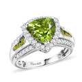 D'Joy Peridot and White Zircon 3.75 ctw Ring in Rhodium Over Sterling Silver (Size 10.0) - Sticky add to cart bar