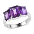 EverTrue African Amethyst 4.25 ctw 3 Stone Ring in Stainless Steel (Size 10.0) - Sticky add to cart bar
