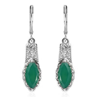 EverTrue Green Onyx 3.70 ctw Lever Back Earrings in Stainless Steel
