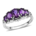 EverTrue African Amethyst 1.85 ctw 5 Stone Ring in Stainless Steel (Size 10.0) - Sticky add to cart bar