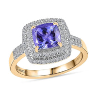 10K Yellow Gold Premium Tanzanite, Luxuriant Lab Grown Diamond (G-H, SI) Ring (Size 10.0) 2.05 ctw