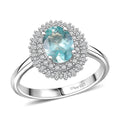 D’Joy Lagoon Apatite, Diamond (0.36 cts) Ring in Rhodium Over Sterling Silver (Size 10.0) 1.55 ctw - Sticky add to cart bar