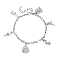 Faith & Symbol Charm Bracelet in ION Plated YG Stainless Steel (7.5-9.5In)