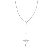 Crucifix Beaded Necklace in Stainless Steel 36 Inches