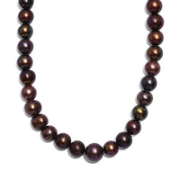 Brown Dyed Pearl Necklace in Stainless Steel 18 Inches