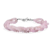 Galilea Rose Quartz 80.00 ctw Beaded 2 Row Bracelet in Stainless Steel (7.25 In)