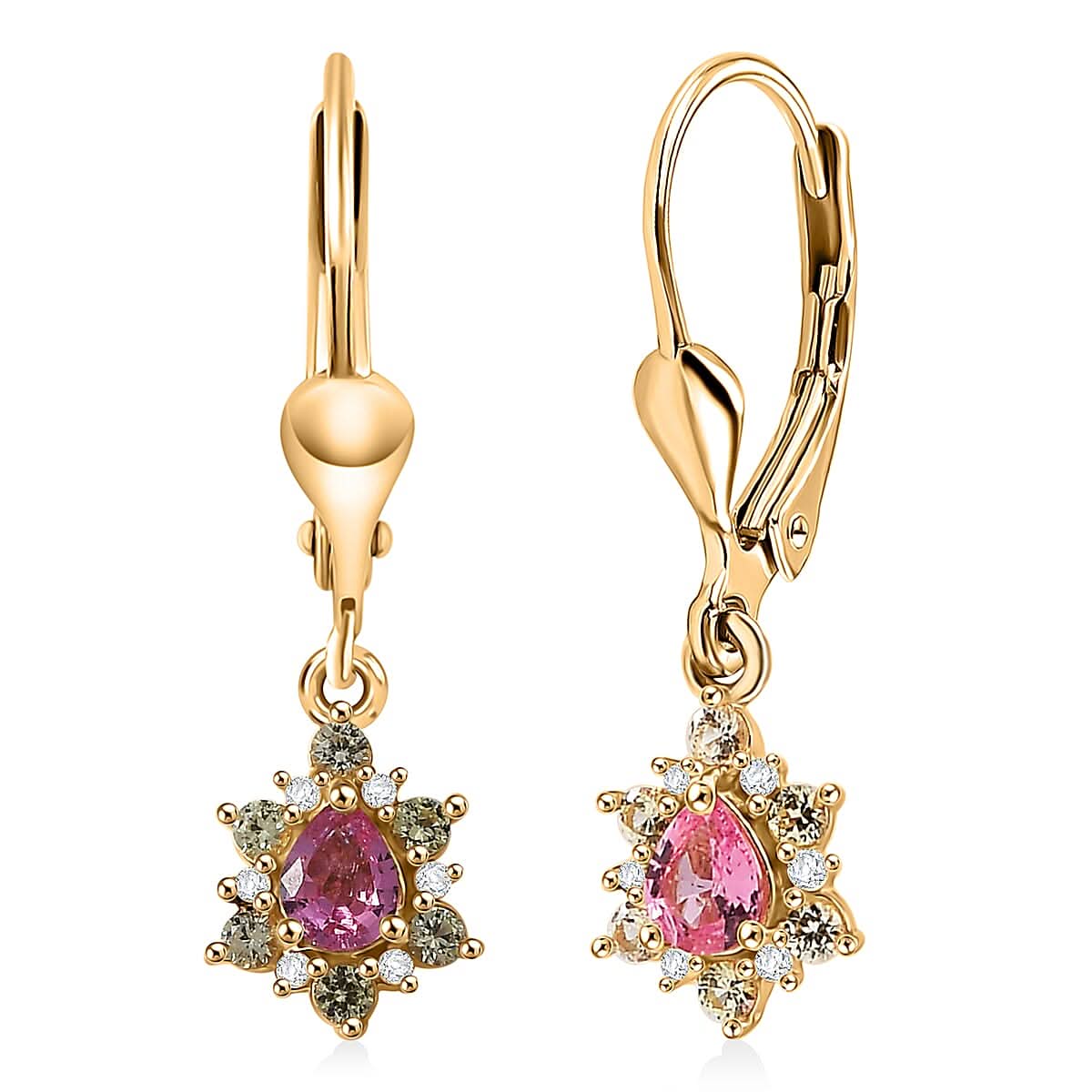 D'Joy Premium Mahenge Spinel and Multi Gemstone 0.55 ctw Drop Earrings in 18K Vermeil YG Over Sterling Silver